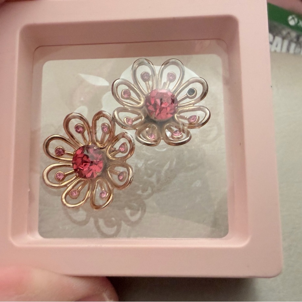 Vintage Signed Coro Pink Screw on Earrings - Women Jewelry